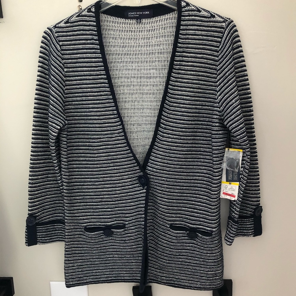 Black and white striped sweater